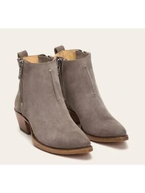 Frye Women's Sacha Suede Charcoal Booties Size 6 NIB Moto Shortie Boots Snip Toe